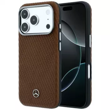 Husă Mercedes Mer008905 pentru iPhone 18 Pro / 17 Pro, Leather Semi Wrap Wood Effect, MagSafe, camel