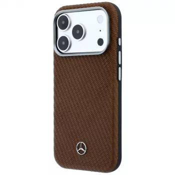 Husă Mercedes Mer008905 pentru iPhone 18 Pro / 17 Pro, Leather Semi Wrap Wood Effect, MagSafe, camel