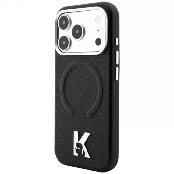 Husă MagSafe Karl Lagerfeld KF003257 Grained Embossed Ring & Kameo Logo pentru iPhone 18 Pro / 17 Pro, neagră