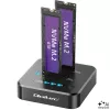 Qoltec 52633 dual M.2 NVMe SSD docking station, PCIe, 2 x 8TB, USB-C 3.2, 10 Gb/s, offline cloning