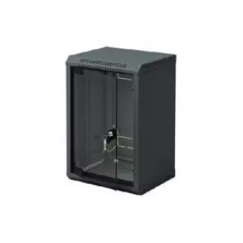 Triton RBA-09-AS3-BAX-C1 10-inch wall-mount cabinet, one-piece, 9U, 300 mm, glass door, black RAL 9005