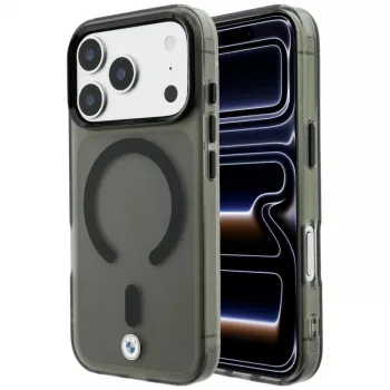 Husă MagSafe BMW Sign Frosted IML & Metal Logo pentru iPhone 18 Pro Max / 17 Pro Max, gri