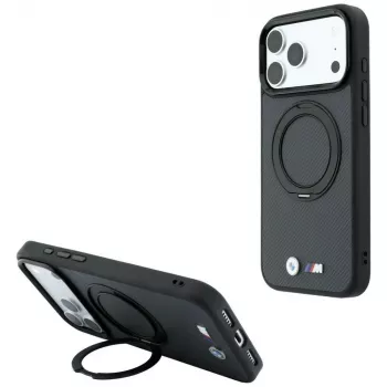 Husă MagSafe BMW Kevlar Ring Stand 360 pentru iPhone 18 Pro / 17 Pro, antracit
