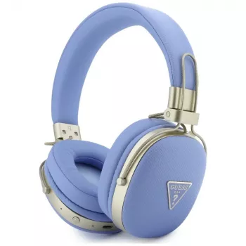 Căști on-ear Bluetooth ENC Guess Grained Triangle Gold Logo, albastre
