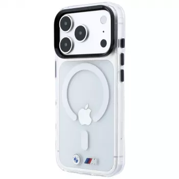 Husă MagSafe BMW M IML Glossy Metal Logo & Trims pentru iPhone 18 Pro Max / 17 Pro Max, transparentă