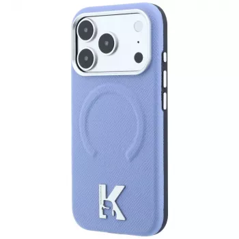 Husă MagSafe Karl Lagerfeld KF003259 Grained Embossed Ring & Kameo Logo pentru iPhone 18 Pro / 17 Pro, albastru deschis