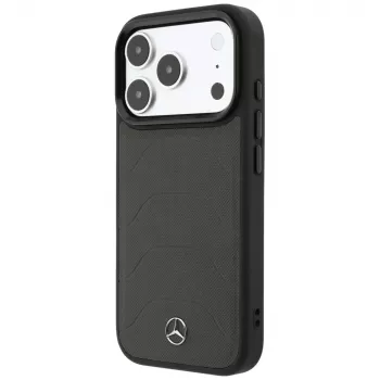 Husă Mercedes din piele cu mesh și linie arc, MagSafe, pentru iPhone 18 Pro / 17 Pro, antracit