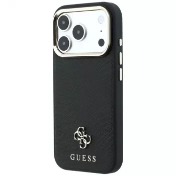 Husă MagSafe Guess Saffiano Small 4G & Classic Logo pentru iPhone 18 Pro / 17 Pro, neagră