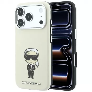 Husă MagSafe Karl Lagerfeld Smooth Ikonik Sketch pentru iPhone 18 Pro Max / 17 Pro Max, bej