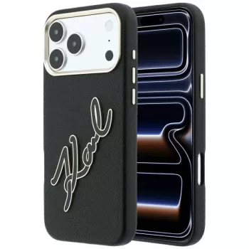 Husă Karl Lagerfeld KF003312 Smooth Big Resin Signature Logo pentru iPhone 18 Pro Max / 17 Pro Max, neagră