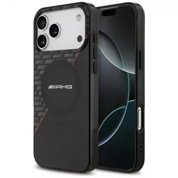Husă MagSafe Mercedes AMG00123 AMG IML Double Layer Rhombs pentru iPhone 18 Pro Max / 17 Pro Max, neagră-roșu