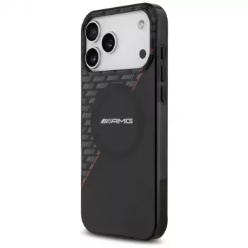 Husă MagSafe Mercedes AMG00123 AMG IML Double Layer Rhombs pentru iPhone 18 Pro Max / 17 Pro Max, neagră-roșu