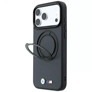 Husă MagSafe BMW BMW001324 Kevlar Ring Stand 360 pentru iPhone 18 Pro Max / 17 Pro Max, antracit