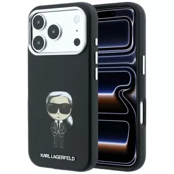 Husă MagSafe Karl Lagerfeld KF003194 Smooth Ikonik Sketch pentru iPhone 18 Pro Max / 17 Pro Max, neagră