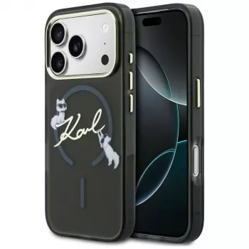 Husă MagSafe Karl Lagerfeld KF003346 Script Logo pentru iPhone 18 Pro Max / 17 Pro Max, neagră