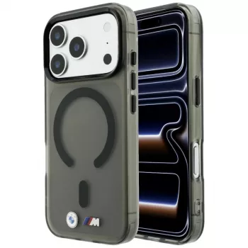Husă MagSafe BMW BMW001309 M IML Frosted Metal Logo & Trims pentru iPhone 18 Pro / 17 Pro, neagră