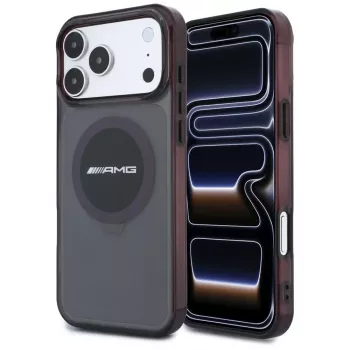 Husă MagSafe Mercedes AMG00130 AMG IML Transparent Bicolor Block pentru iPhone 18 Pro Max / 17 Pro Max, neagră/burgund