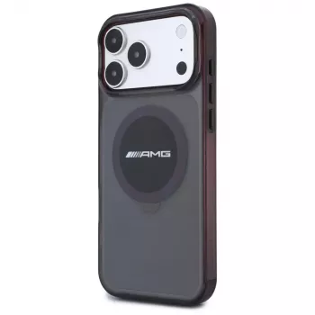 Husă MagSafe Mercedes AMG00130 AMG IML Transparent Bicolor Block pentru iPhone 18 Pro Max / 17 Pro Max, neagră/burgund