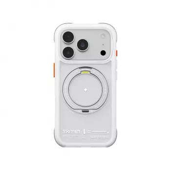 Husă Skinarma Atlas cu MagSafe și suport rotativ pentru iPhone 18 Pro / 17 Pro, albă