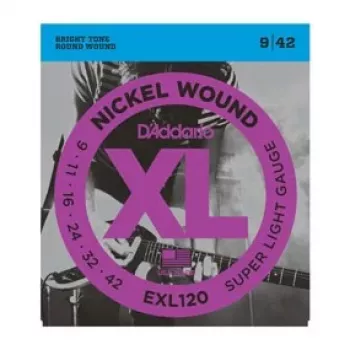 Corzi pentru chitară electrică D'Addario EXL120 Super Light, 9-42