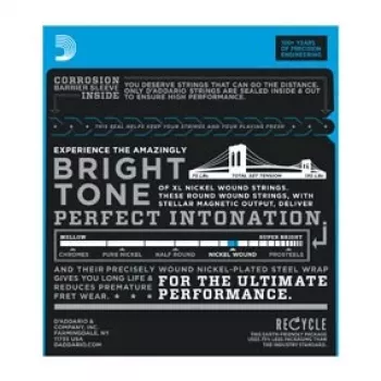 Corzi pentru chitară electrică D'Addario EXL125 XL Nickel Round Wound, 9-46