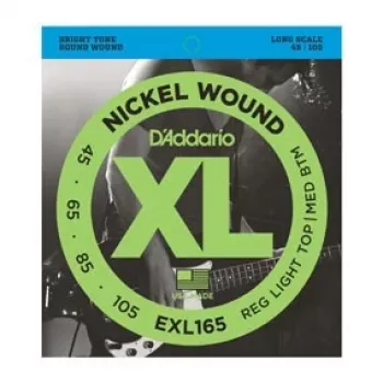 Corzi pentru chitară bas D'Addario EXL165, Regular Light 45–105