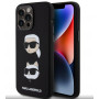 Husă din silicon lichid Karl Lagerfeld KLHCP15XSDHKCNK Karl and Choupette Heads pentru Apple iPhone 15 Pro Max, neagră