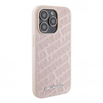 Husă rigidă Karl Lagerfeld KLHCP15XPQKPMP Quilted K Pattern pentru Apple iPhone 15 Pro Max, roz