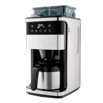 Cafetieră cu filtru și râșniță Medion MD 19911, carafă termos, 1000 W, argintiu/negru