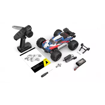 Mașină RC Amewi Hyper Go Truggy V2 brushless 4WD, 1:16, RTR, albastru/roșu