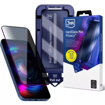 Folie de protecție din sticlă călită cu confidențialitate 3MK HardGlass Max Privacy Apple iPhone 16 Pro Max, neagră