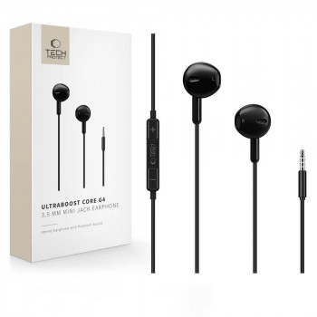 Căști cu fir Tech-Protect Ultraboost Core G4 Mini Jack 3,5 mm, negre