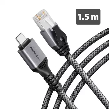 Adaptor Ethernet Gigabit AXAGON ADE-CM15 USB-C cu cablu CAT6 integrat de 1,5 m, RJ-45