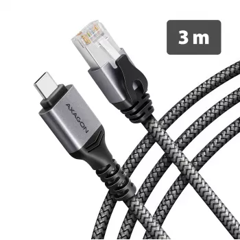 Adaptor Ethernet Gigabit AXAGON ADE-CM30 USB-C cu cablu CAT6 integrat de 3 m, RJ-45