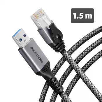 Adaptor USB-A la Gigabit Ethernet AXAGON ADE-AM15 cu cablu CAT6 integrat de 1,5 m