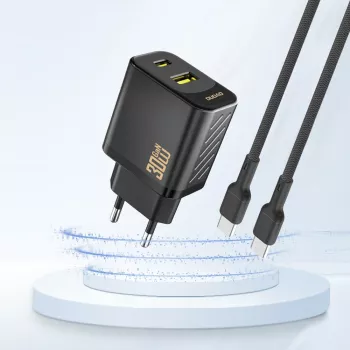 Încărcător de perete Dudao A27TEU PD 30W GaN, USB-A + USB-C, negru
