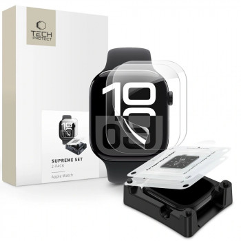 Folie hidrogel Tech-Protect Supreme Set pentru Apple Watch 10 / 11 42 mm, transparent (2 buc.)