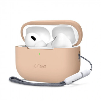 Husă din silicon Tech-Protect pentru Apple AirPods Pro 1/2, Caffe Latte