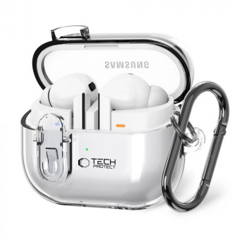 Husă Tech-Protect FlexAir cu carabinieră pentru Samsung Galaxy Buds 3 / 3 Pro, transparent