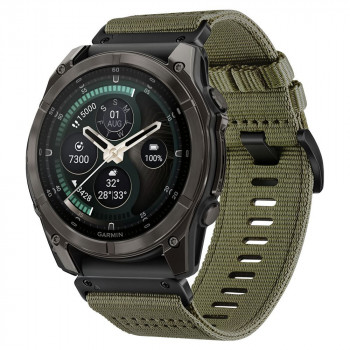 Curea de ceas din nailon Tech-Protect Nylon Classic pentru Garmin Fenix 5X / 5X Plus / 6X / 6X Pro / 7X / 8 / 8 Pro / 9 / 9 Pro 47 mm, Military Green