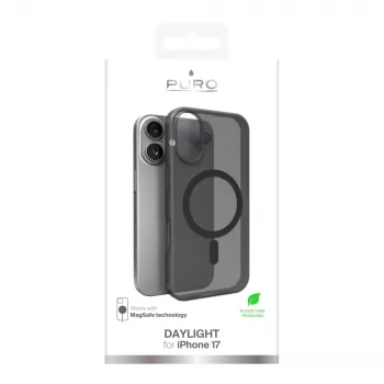 Husă din silicon compatibilă MagSafe Puro Daylight pentru iPhone 17, Translucent Black