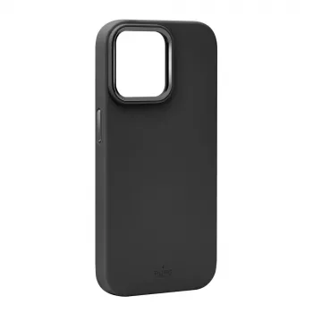 Husă din silicon MagSafe Puro Icon Mag Pro cu butoane metalice pentru Apple iPhone 15 Plus, neagră