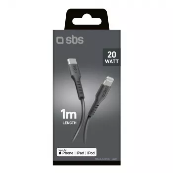 SBS TECABLELIGTC1K USB-C to Lightning Cable, 1 m, Black