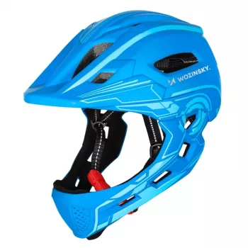 Cască de bicicletă pentru copii Wozinsky cu vedere completă și lumini spate USB, mărimea S (52-56 cm), albastru