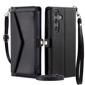 Hurtel Samsung Galaxy A56 5G PU Leather Wallet Case with Stand Function and Straps, black