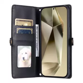 Hurtel Samsung Galaxy A56 5G PU Leather Wallet Case with Stand Function and Straps, black