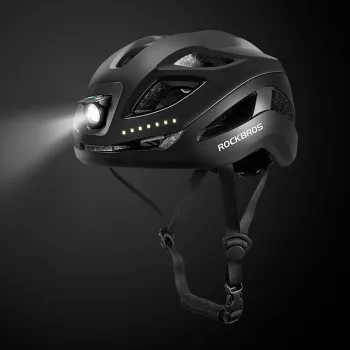 Cască de bicicletă Rockbros ZK-077 cu iluminare multidirecțională integrată 57–61 cm, negru