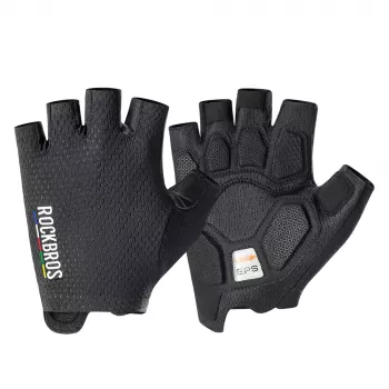 Mănuși de ciclism scurte cu amortizare Rockbros TLS004 ROAD TO SKY S, negre