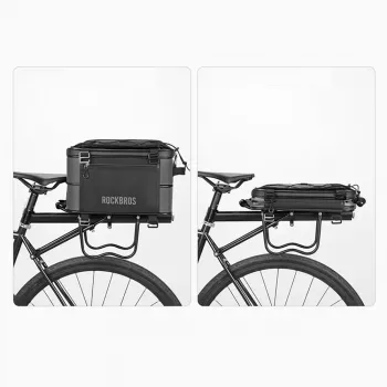 Geantă de bicicletă pliabilă pentru portbagaj Rockbros A30 ROAD TO SKY 15–30 L, neagră