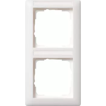 Ramă Gira 110227 verticală, cu 2 module cu câmp de etichetare, Standard 55, alb pur, mat